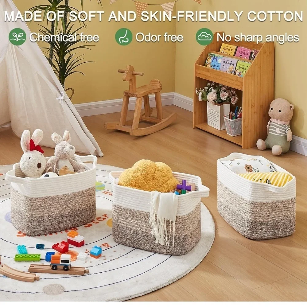NEW Chic Woven Storage Baskets in Cream and Brown